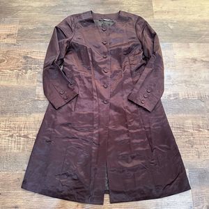 Axcess by Liz Claiborne Women's 16 Aubergine Purple Trench Coat Button Up